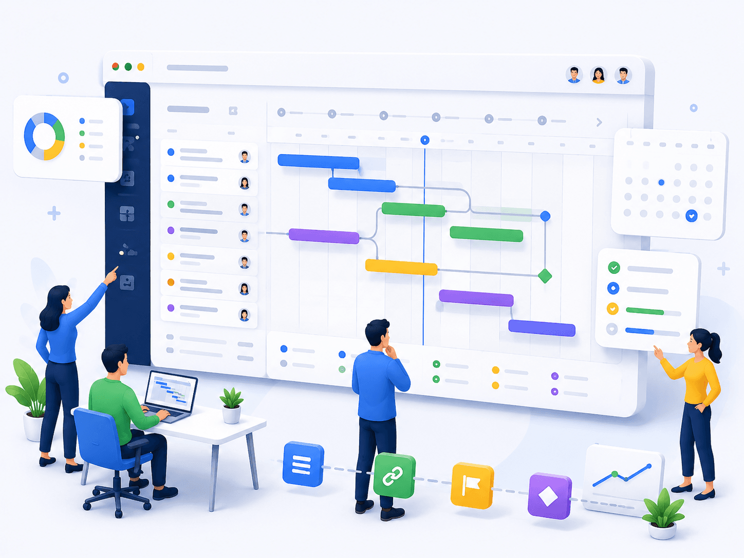 Project timeline dashboard illustration