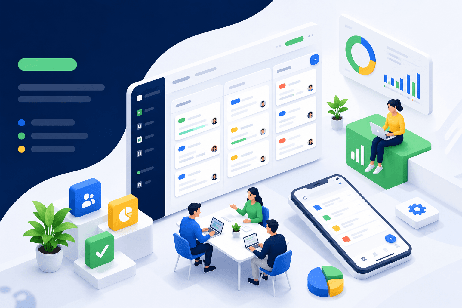Worklay project management dashboard illustration